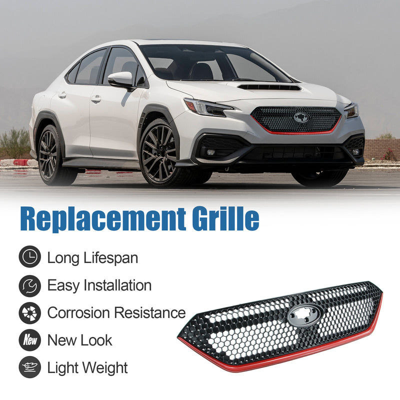 DURAFORCE For 2022-2023 Subaru WRX Sport 22 Front Bumper Grille Grill Black with Red Trim