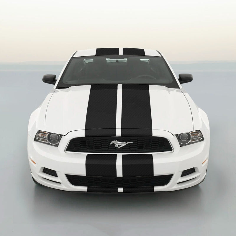 DURAFORCE 11 Inch Black Carbon Fiber Vinyl Rally Racing Stripes for Ford Mustang Cobra