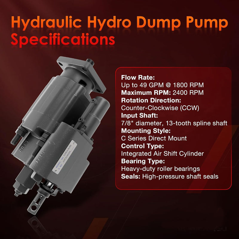 C102 PTO Dump Pump Hydraulic Cylinder Air Shift Direct Mount 7 8 13 T Spline