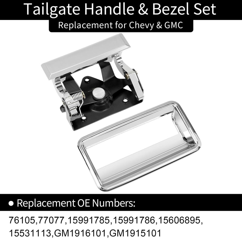 Chrome Tailgate Handle Door Handle Kit for 1988-2000 Chevy C/K 1500 2500 3500