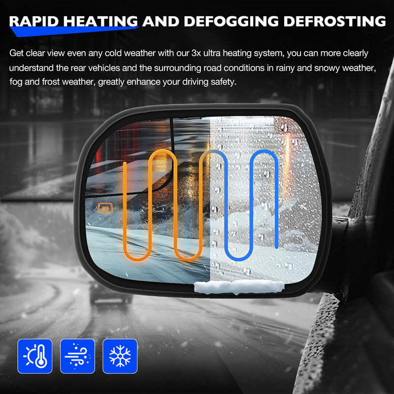 Left Driver Side Convex Mirror Glass with Power Heated for 14-20 Toyota Sienna