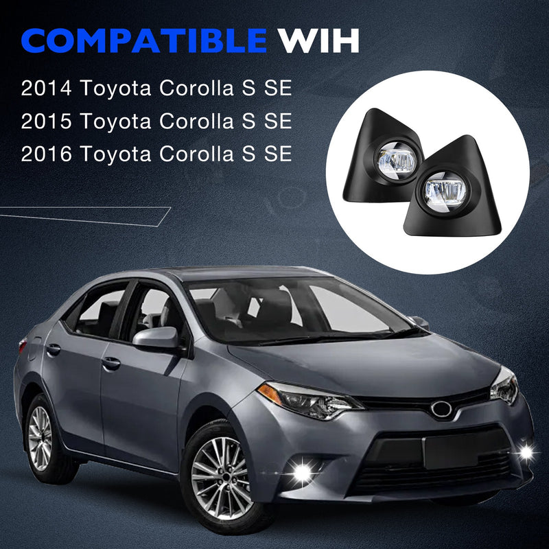 Bumper Fog Lights w/ Switch Wiring Lamp for 2014 2015 2016 Toyota Corolla S Pair