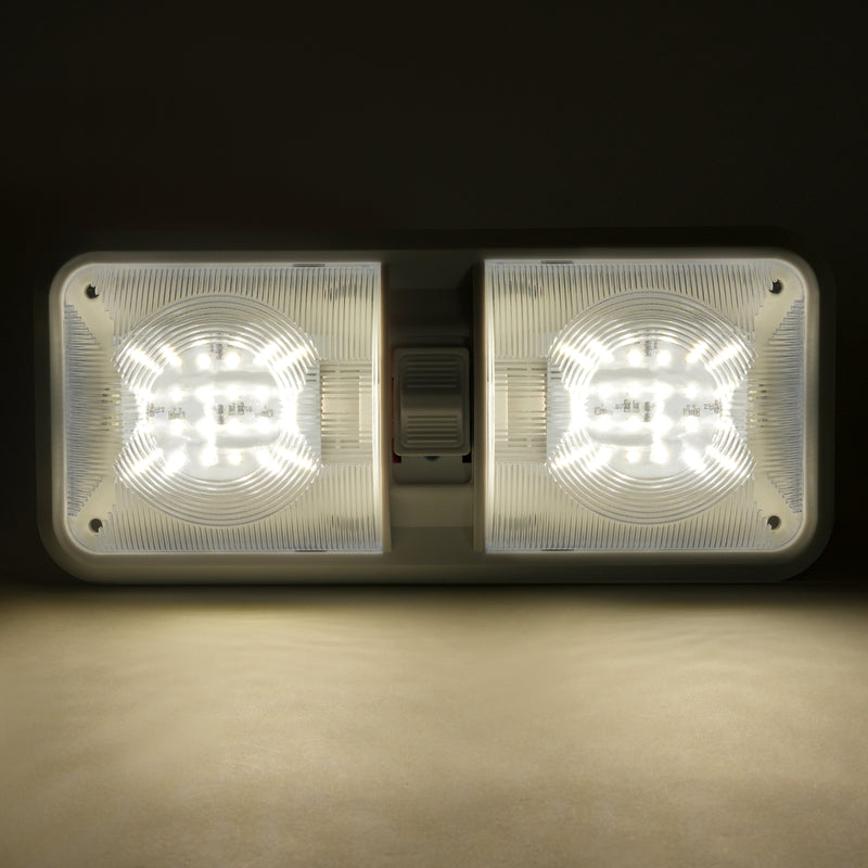 DURAFORCE For RV Camper Trailer Set Of Plastic 12V LED Ceiling Fixture Double Dome Light