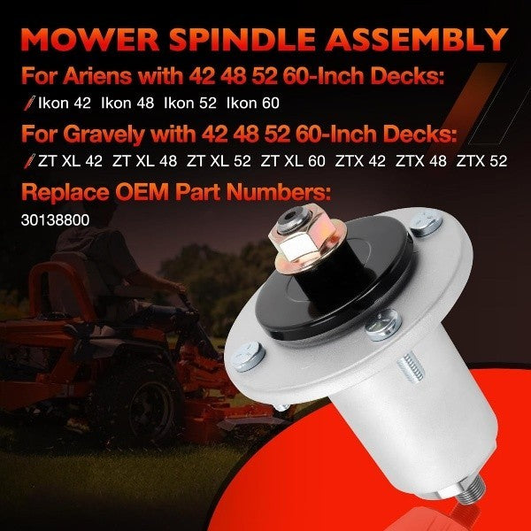 30138800 Lawn Mower Deck Spindle for Ariens Ikon Gravely ZT ZTX 42 48 52 60 Inch