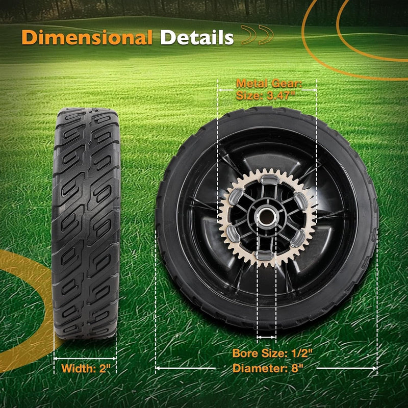 42710VR8N00ZA 8 Inch Lawn Mower Wheel for Honda HRN216 Series Rear 2 Pack