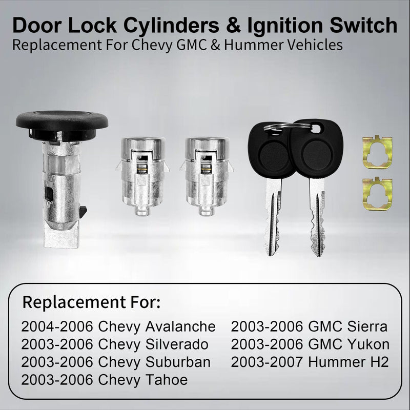 Ignition Switch Front Door Lock Cylinders for Chevy Silverado GMC Sierra 03 07