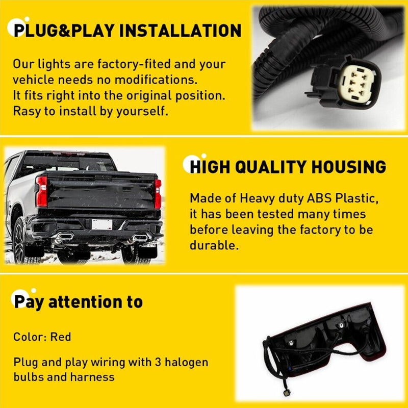 DURAFORCE [Non-LED] For 2019+ Chevy Silverado 1500 Tail Light Lamp W/Bulb Driver Left Side