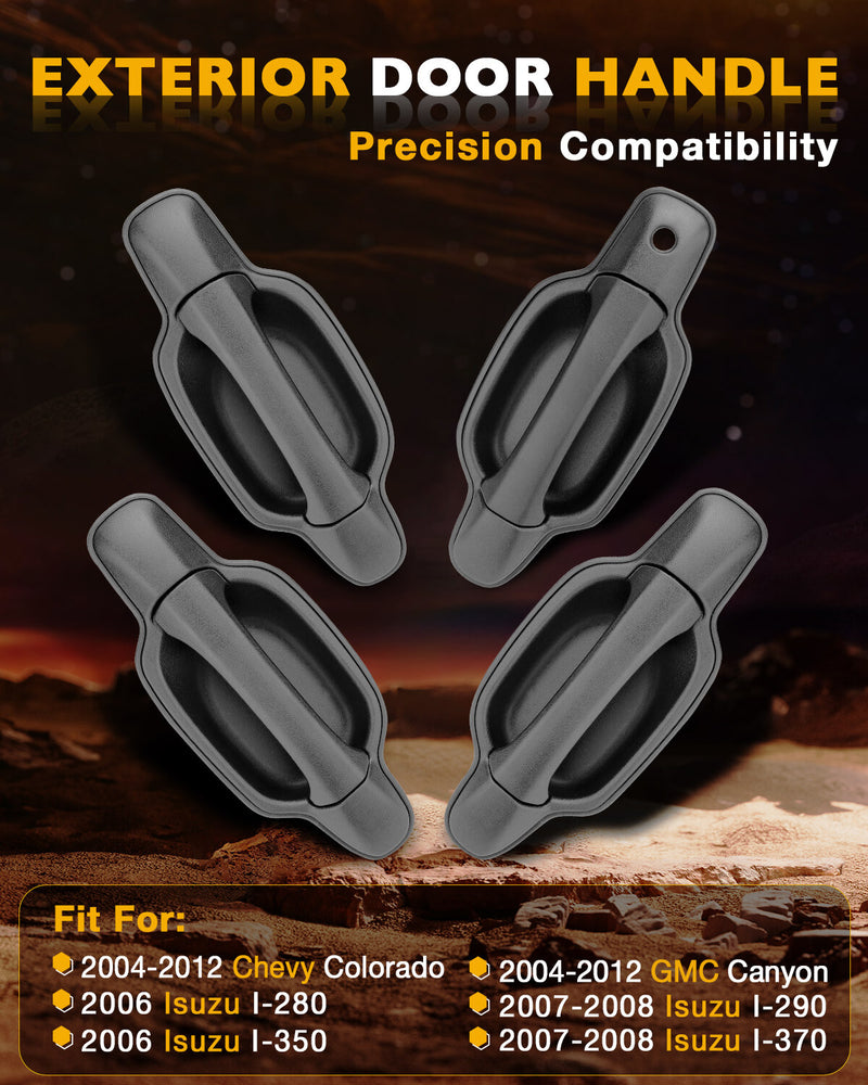 Exterior Door Handle Set Front Rear For Chevy Colorado GMC Canyon 04 12