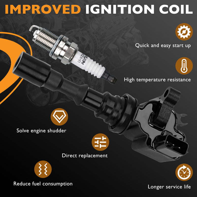 UF431 Ignition Coil Pack Iridium Spark Plugs Wire for 03-06 Kia Sorento 3.5L