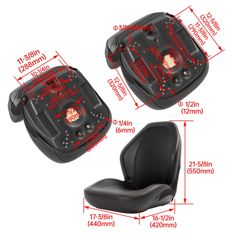 2Pcs Black Sewn Bucket Seats For Yamaha Rhino 450 660 700 5UG-F4710-00-00