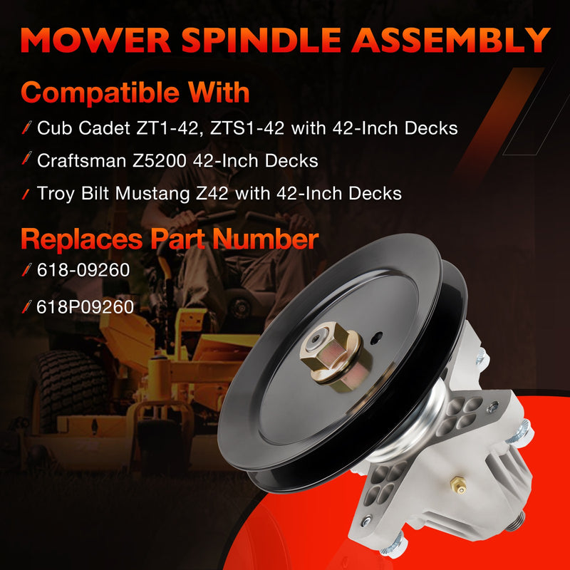 61809260 Mower Spindle for Cub Cadet ZT1 Craftsman Z5200 Troy Bilt 42 Inch