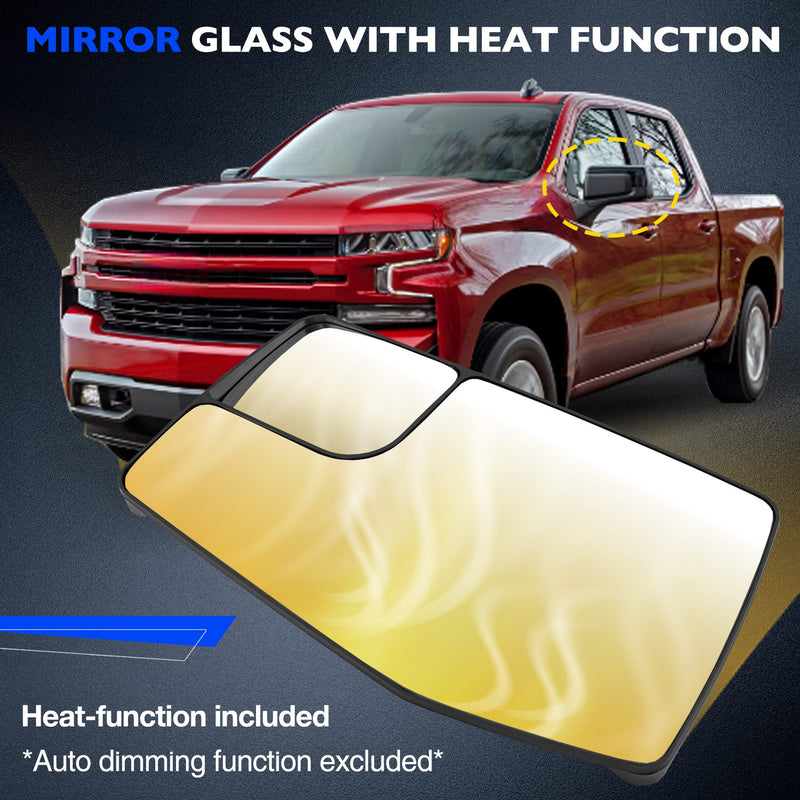 Driver Side Mirror Glass Blind Spot Lens for GMC Sierra Chevy Sliverado 19 24