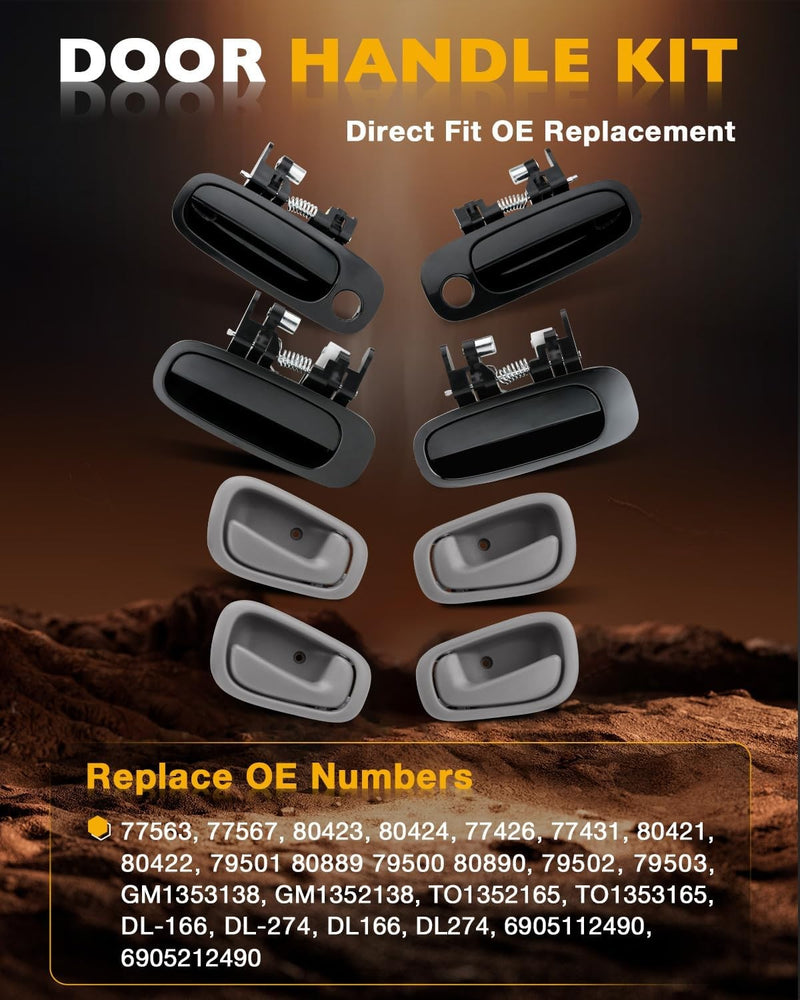Interior Exterior Door Handle Set for Toyota Prizm 1998 2002 Lock Cylinder Key
