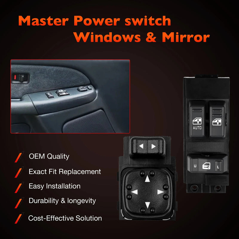 Power Window Door Mirror Switch for Chevy Silverado GMC Sierra 00 02 1500 2500