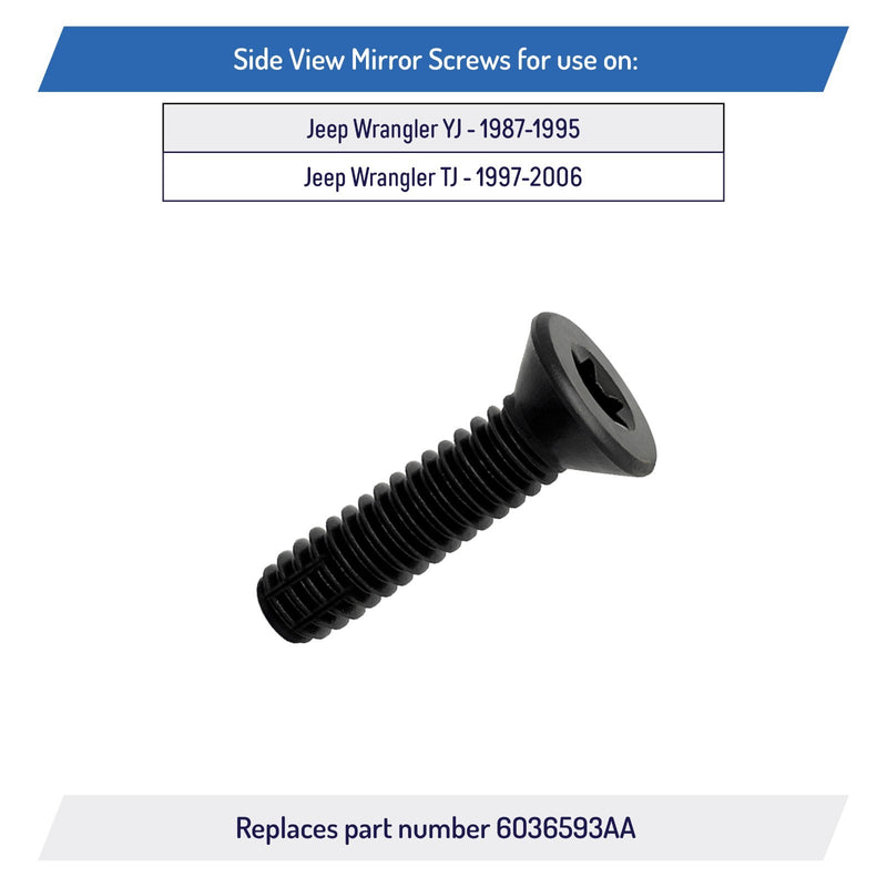 DURAFORCE 6036593AA Side View Mirror Screws for Jeep Wrangler YJ TJ LJ 1987-2006 6