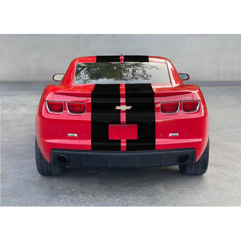 DURAFORCE 9 Inch Black Carbon Fiber Vinyl Rally Stripes Racing Stripe Kit for Chevy Camaro