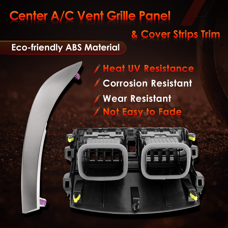 Center AC Dash Air Vent Trim Panel Cover w/ Strips Trim for 08 13 Toyota Corolla