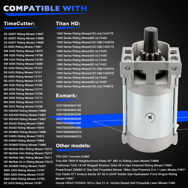 Lawn Mower Starter Motor For Toro Timecutter Titan HD 1500 Exmark 2P77F Engines