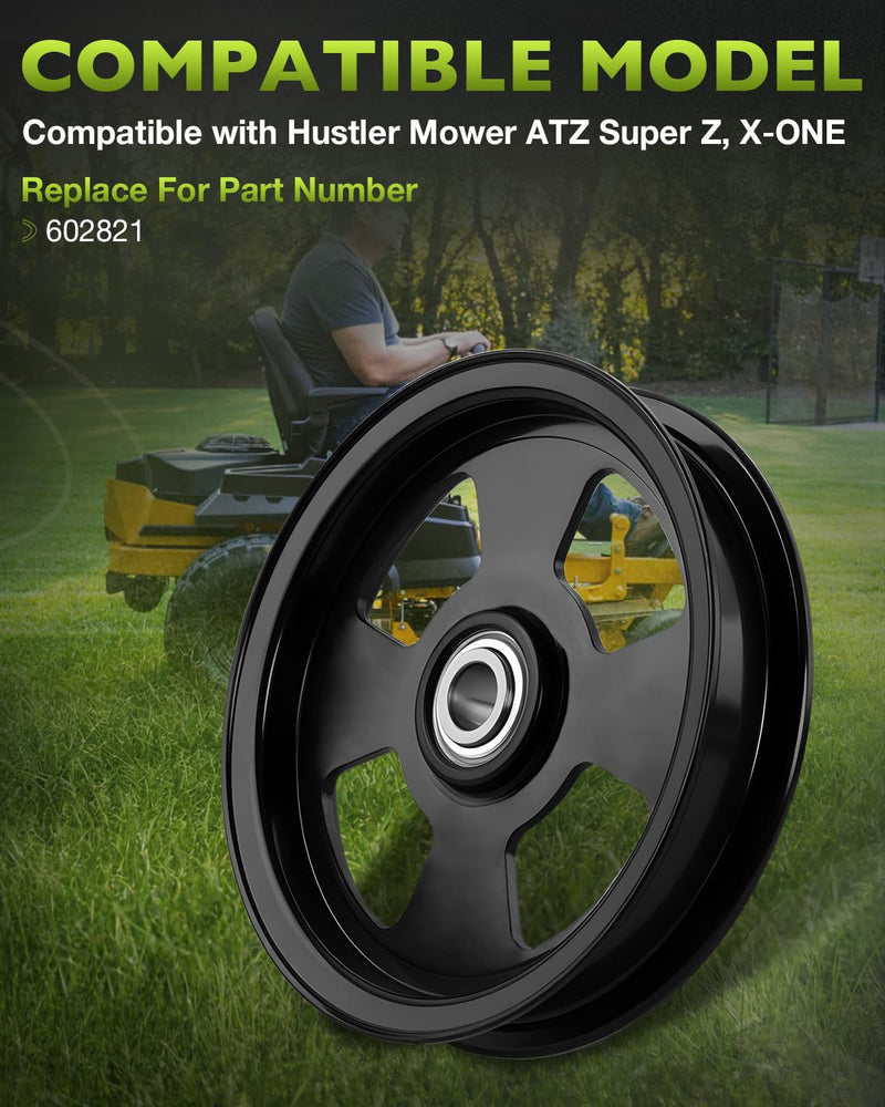 602821 Deck Flat Idler Pulley for Hustler ATZ Super Z X ONE Lawn Mower Black