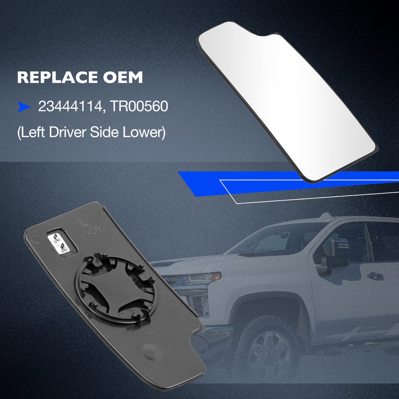 23444114 Driver Left Side Lower Mirror Glasses for Chevy Silverado 2500 HD 14 17