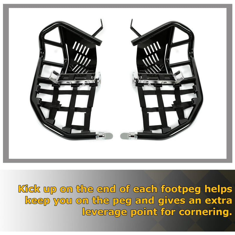 DURAFORCE For Kawasaki KFX700 KFX 700 Nerf Bars Pro Peg Heel Guards W/ Nets Side Step Bars