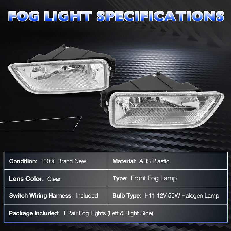 Fog Light Lamps Assembly for Honda Accord 2003-2007 Sedan w/ Bulbs & Harness
