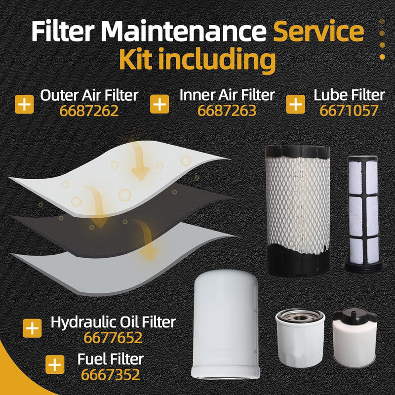 Fuel Oil Air Filter Kit For Bobcat Mini Track Loader MT52 MT55 MT85 MT100 5X