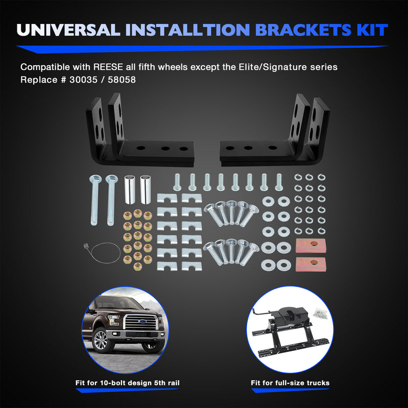 30035 58058 Fifth Wheel Mounting Rail Kit Trailer Hitch Mount Steel for Reese