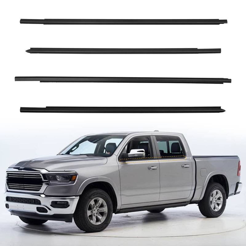 Weatherstrip Window Moulding Trim Seal Kit for 09-23 Dodge Ram 1500 2500 4 Pc