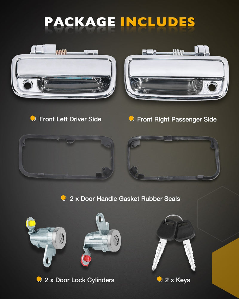 Front Exterior Door Handles Lock Cylinders for Toyota Tacoma Hilux 95 12 2Pcs