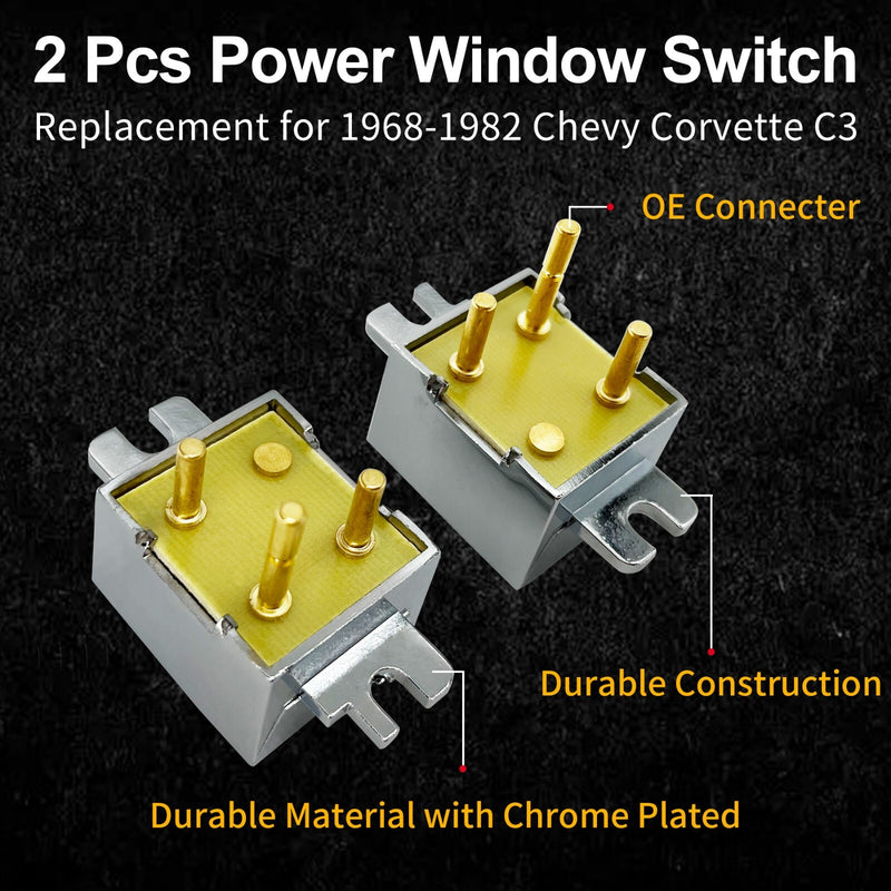 1725109 Power Window Switch Left and Right Side for Chevy Corvette C3 1968-1982 2 Pack