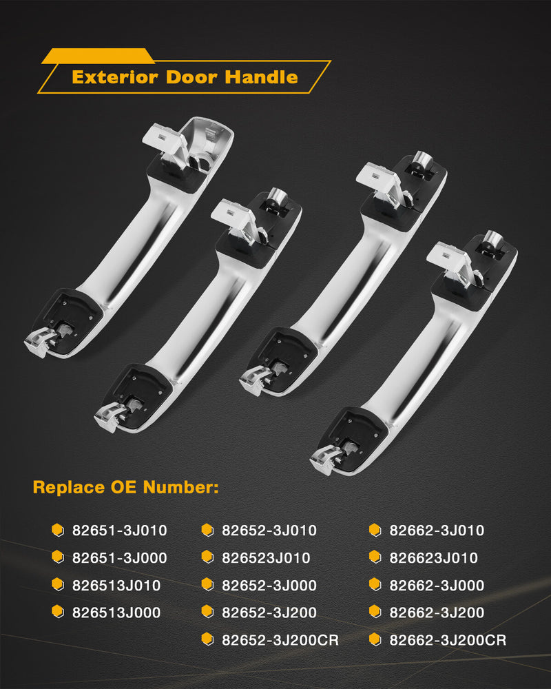 Chrome Exterior Door Handle LH RH Set for Hyundai Veracruz 2007 to 2012 4 Piece
