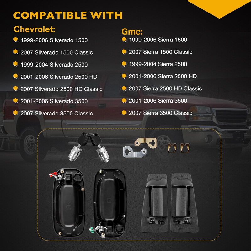 Door Handles With Lock Cylinder For Chevy Silverado GMC Sierra 1999 2007 4 Pack