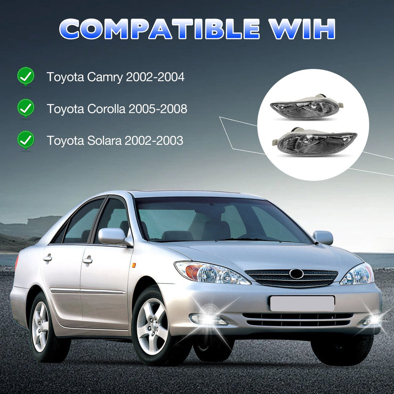 Fog Lights Driving Fog Lamps for Toyota Camry Corolla Solara 2002-2008 Pair