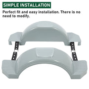 DURAFORCE Set of 2 Single Axle Trailer Fenders For 13" Wheels Tire Skirt Boat (Gray)