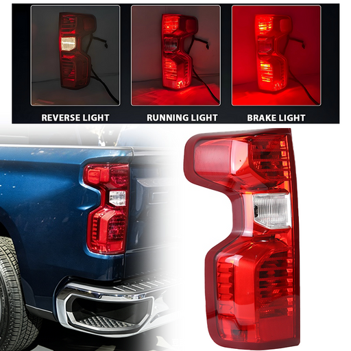 DURAFORCE Tail Light Lamp W/Bulb for Chevy Silverado 1500 2019+ Non-LED Driver Left Side