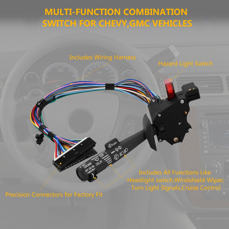 Turn Signal Windshield Wiper Hazard Cruise Switch for GMC Suburban C K 1500 2500