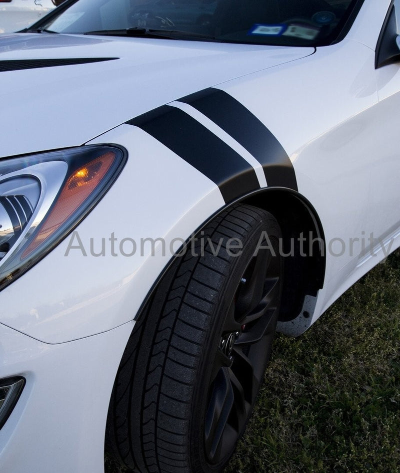 DURAFORCE 4 Inch Dual Fender Stripe Hash Mark Stripe Decal for Hyundai Genesis Coupe
