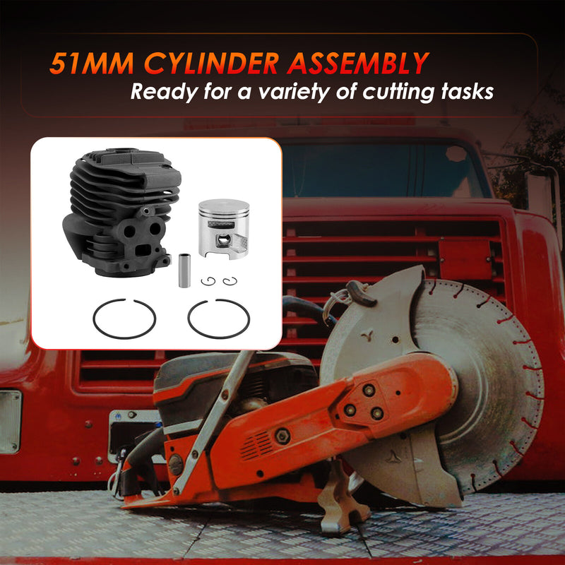 51mm Cylinder Piston Ring Kit For Husqvarna Power Cutter Saw K770 K760 Active II