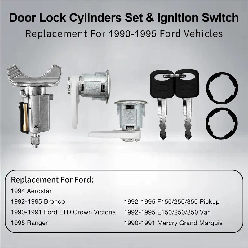 Ignition Switch & Door Lock Cylinder Set For Ford F150 F250 F350 Ranger 1990 95