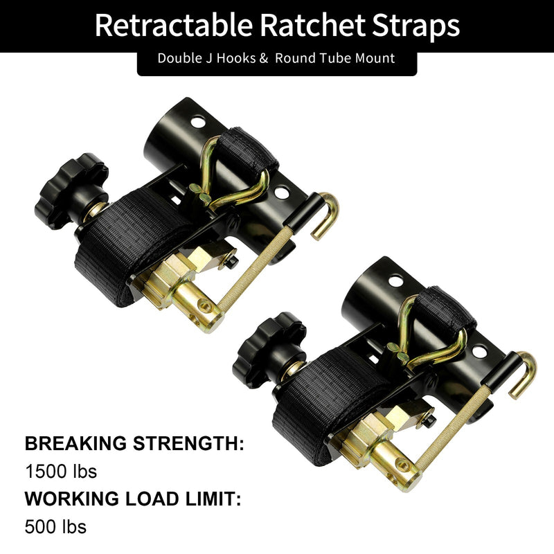 Ladder Rack Ratchet Straps 1.5W 7.5L J Hook for Round Tube Mount Truck 2 Pack