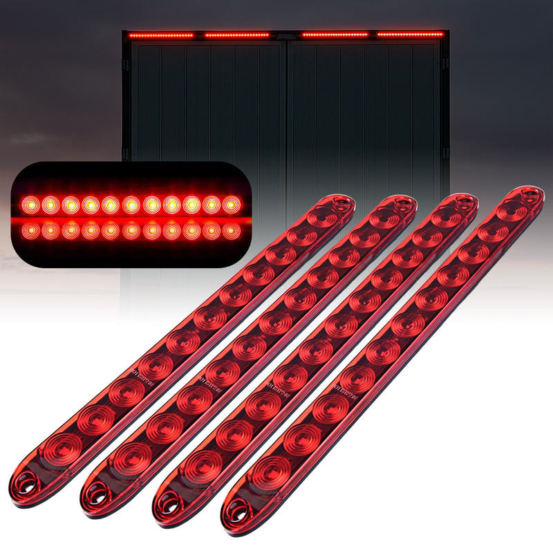 16 Inch Red Truck Trailer Light Bar 11 LED Stop Turn Tail Brake Lights Strip 4 PCS
