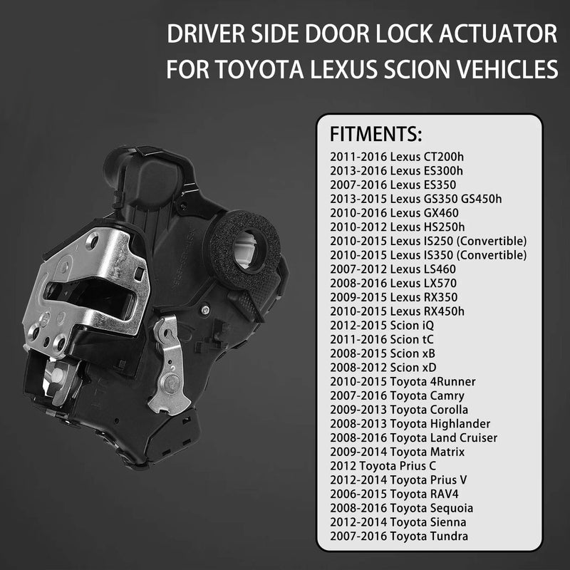 Door Lock Actuator Front Left for Toyota Corolla Camry Lexus GX460 2007 2019