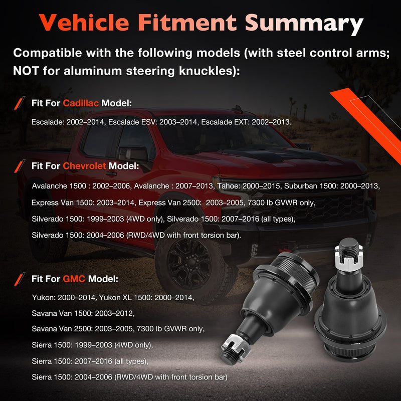 Front Lower Ball Joints for Chevy GMC Silverado Sierra Cadillac Escalade 2 Pack