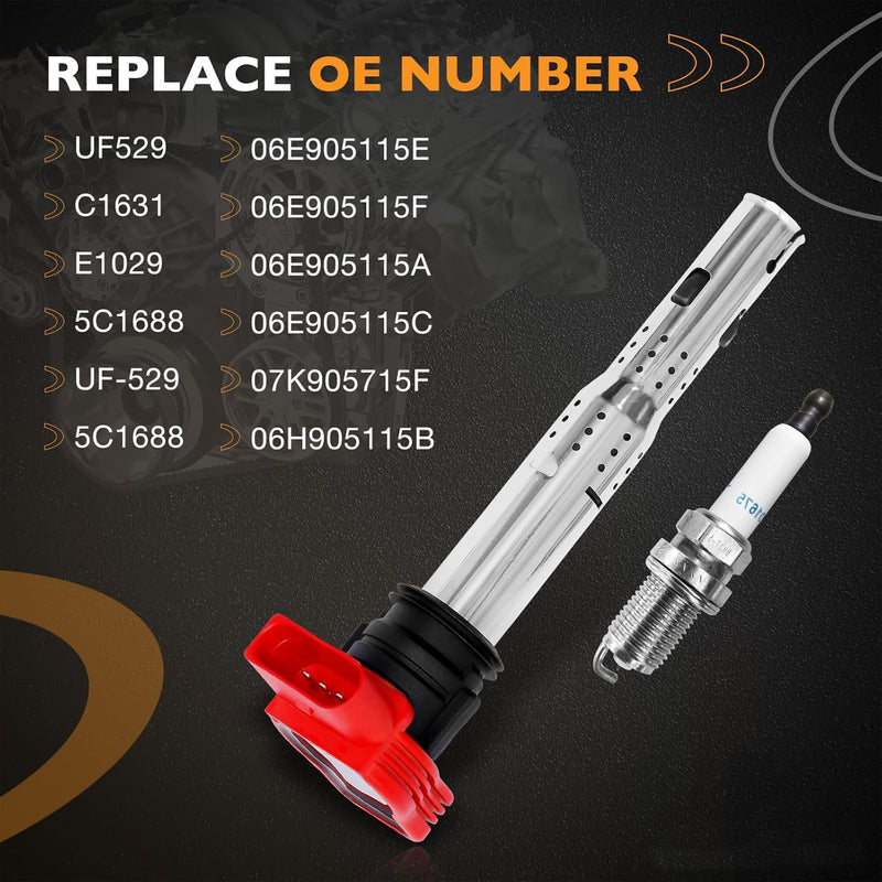 UF529 Ignition Coil Spark Plug Pack for Audi TT A4 A5 VW Tiguan Jetta 4 Pack
