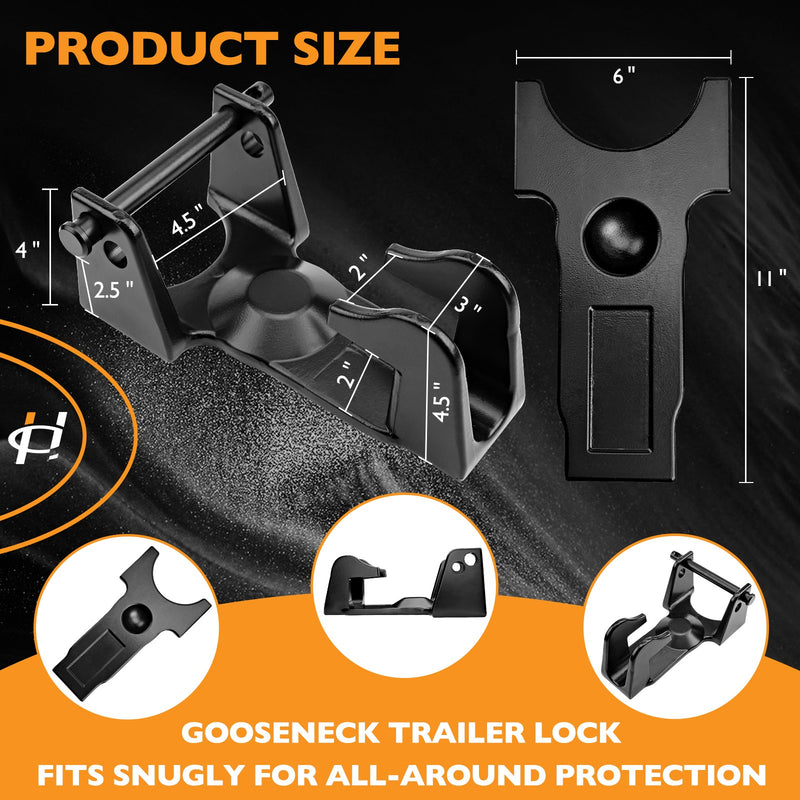 Gooseneck Trailer Hitch Lock for RV Heavy Duty Trailers Black 2 Keys