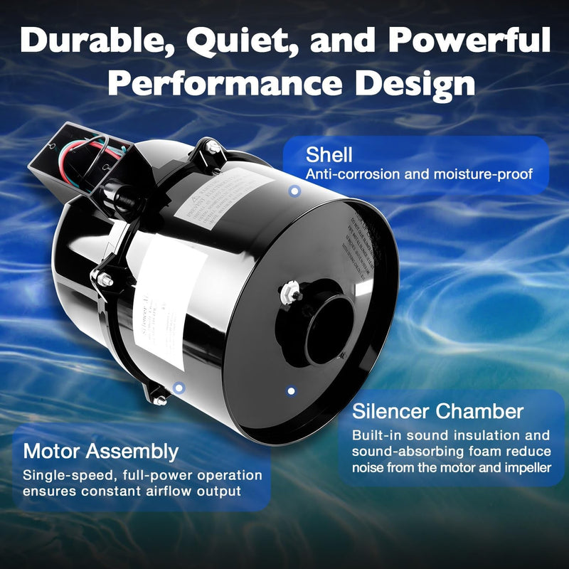 6310241 Pool Spa Blower Air Supply Silencer 2 Inch Plumbing 1HP 240V For Hot Tub
