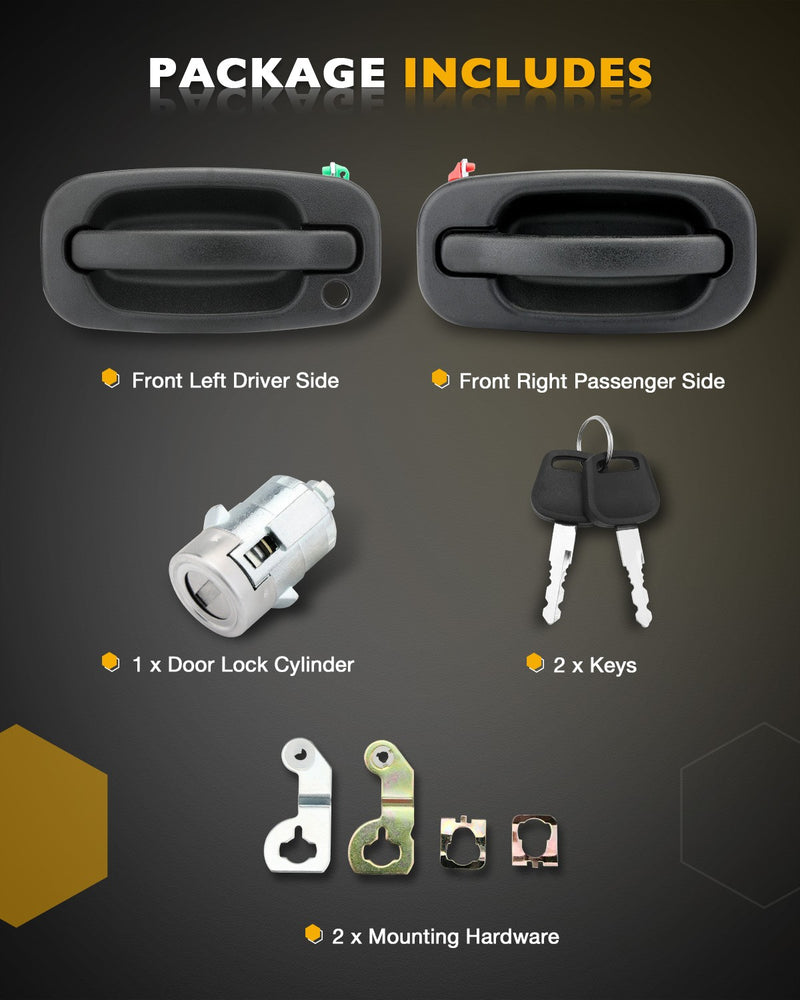 Exterior Door Handles with Lock Cylinder & Keys for 1999 2007 Chevy GMC Cadillac