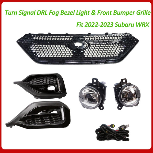 DURAFORCE LED Turn Signal DRL Fog Bezel Light Front Bumper Grille for Subaru WRX 2022 2023