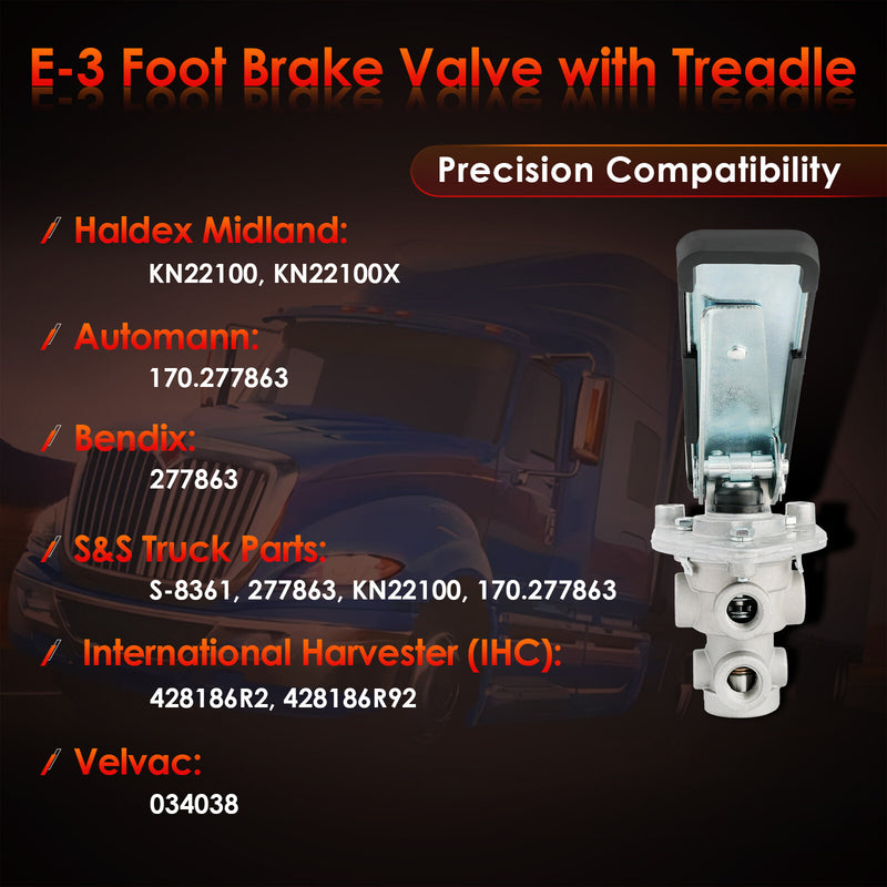 E3 KN22100 Single Circuit Foot Brake Control Valve For Haldex Bendix Automann